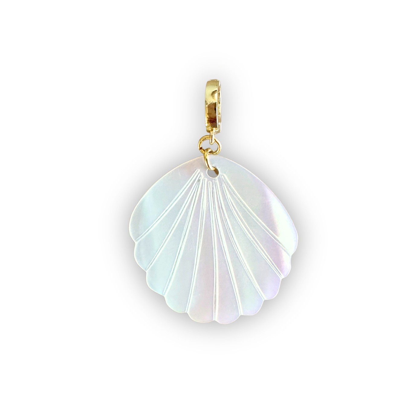 Mother of Pearl Scallop Shell Clip-On Charm