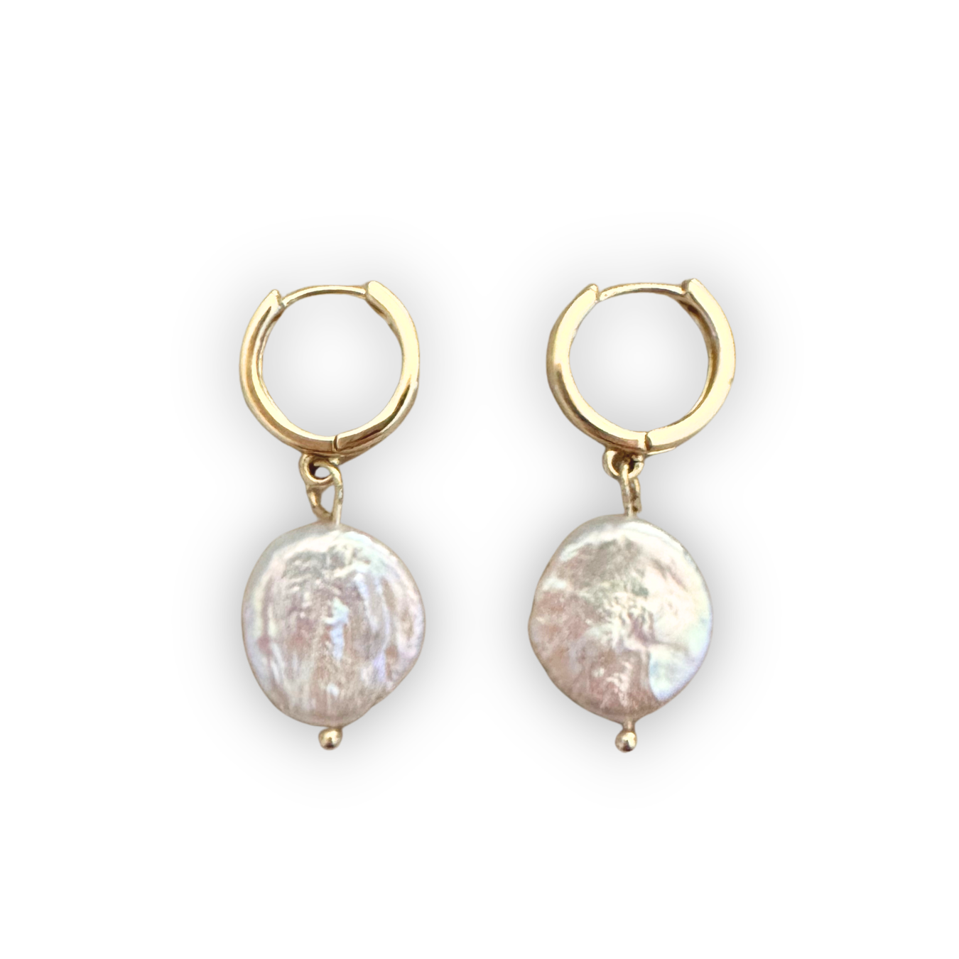 Gold Filled Natural Freshwater Pearl Hoop Earrings