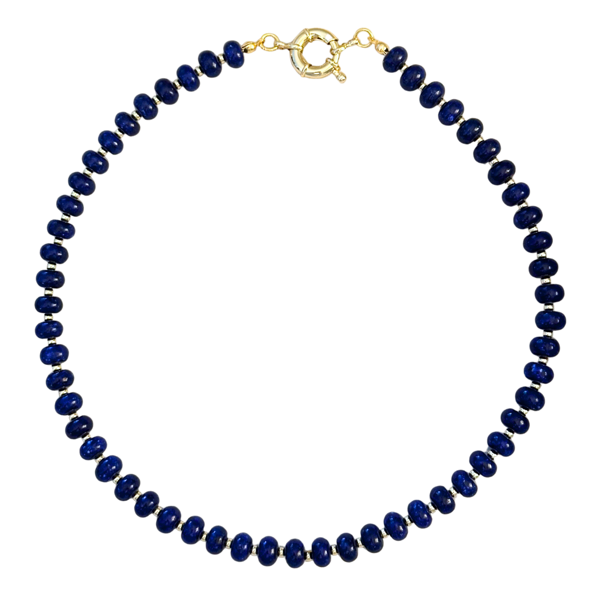 Dark Blue Beaded Stone Necklace