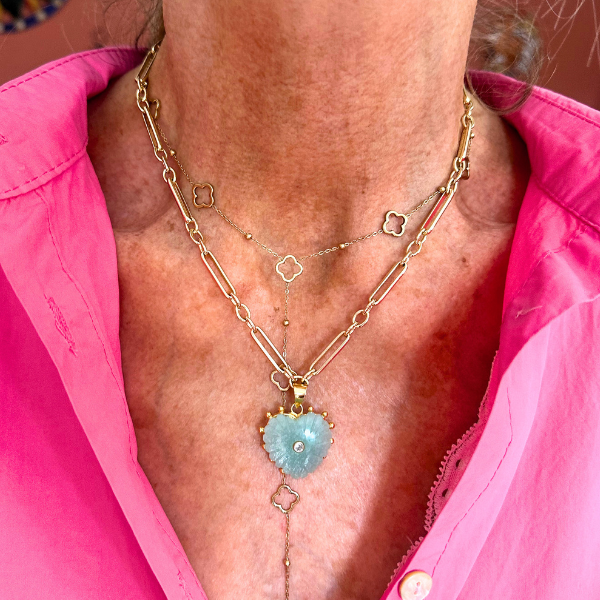 Amazonite Heart Pendant Necklace