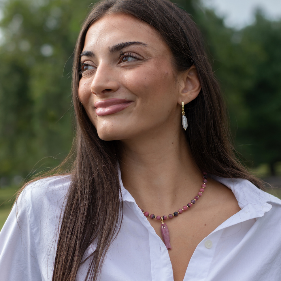 Rhondite Necklace with Rhondite Fish Clip-On Charm