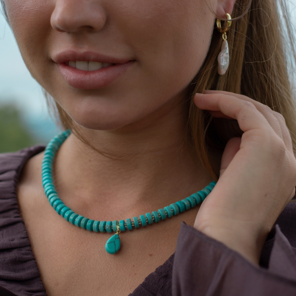 Natural Turquoise Necklace and Clip-On Charm