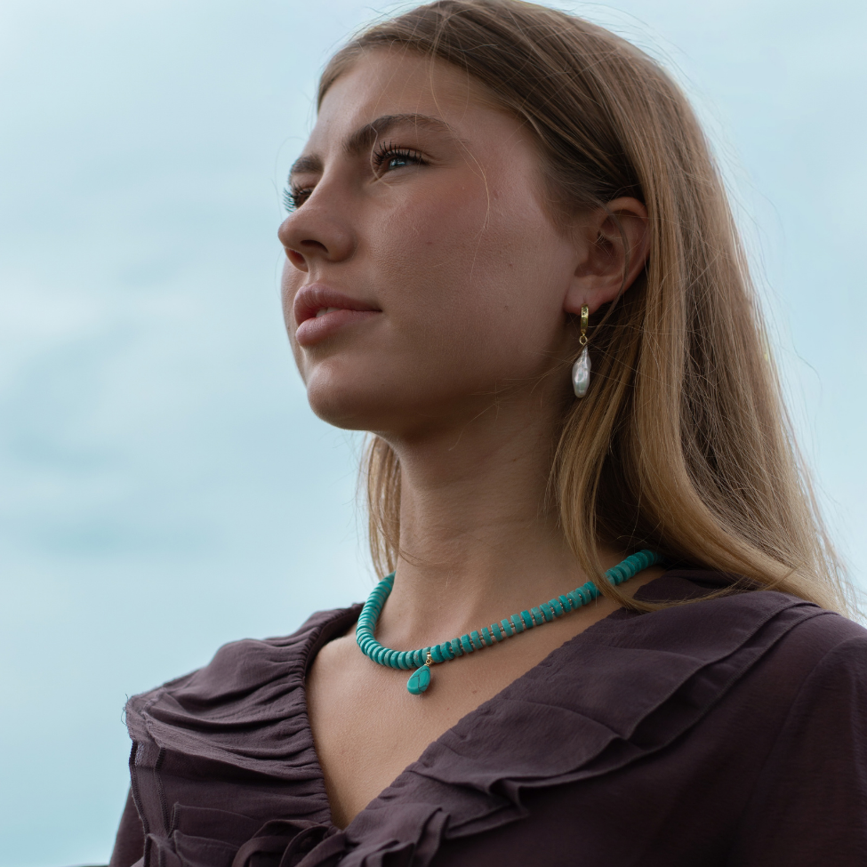 Natural Turquoise Necklace and Clip-On Charm