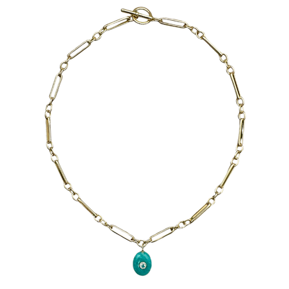 Amazonite with Blue Topaz Inlay Pendant Necklace