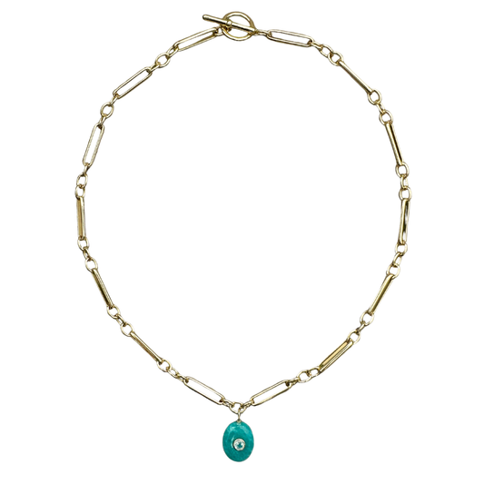 Amazonite with Blue Topaz Inlay Pendant Necklace
