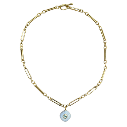 Blue Lace Agate with Blue Topaz Inlay Pendant Necklace