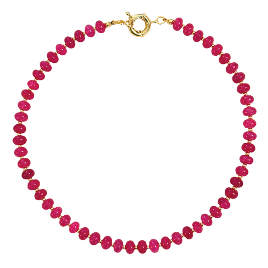 Fuchsia Beaded Stone Necklace