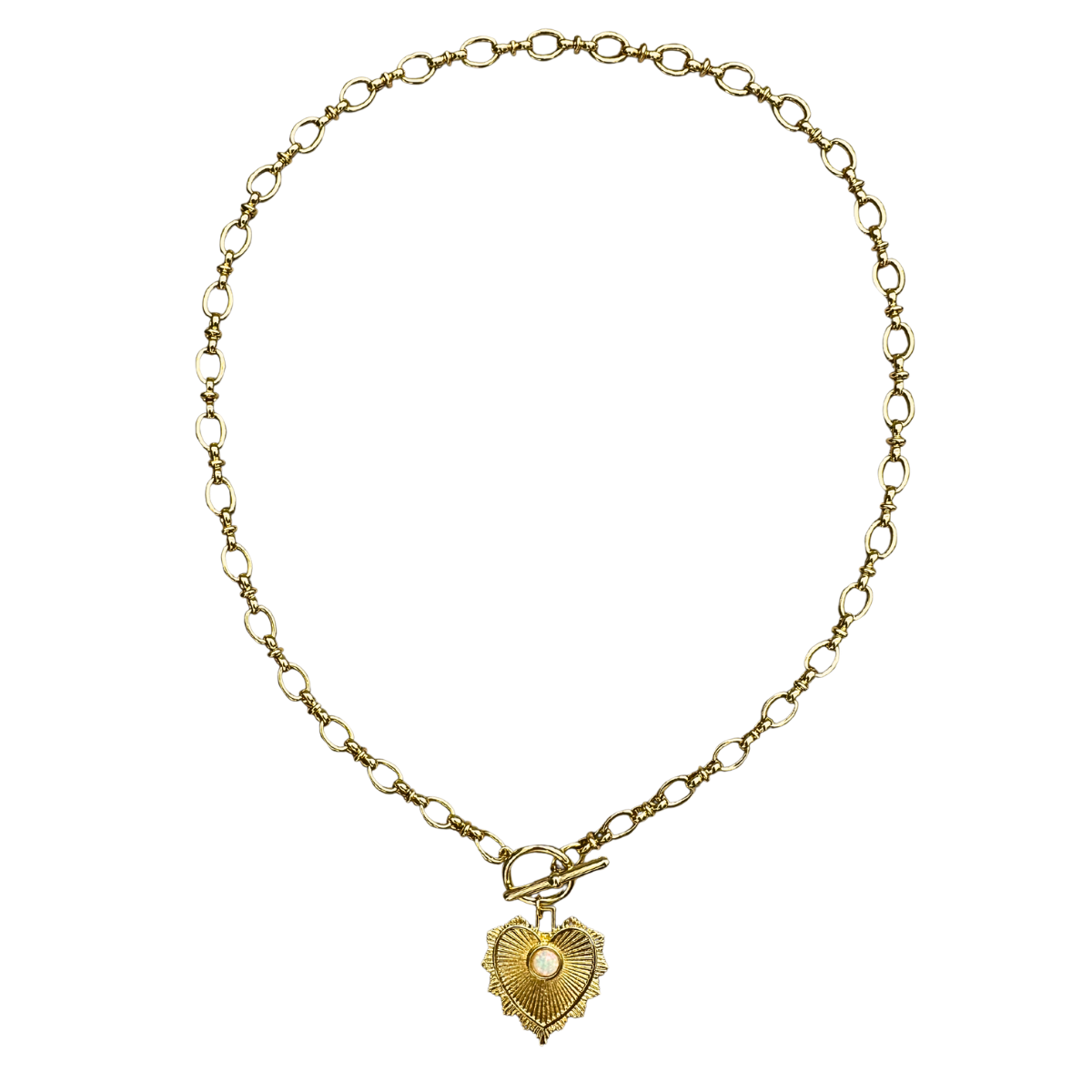 Gold Filled Heart Pendant Necklace with Opal