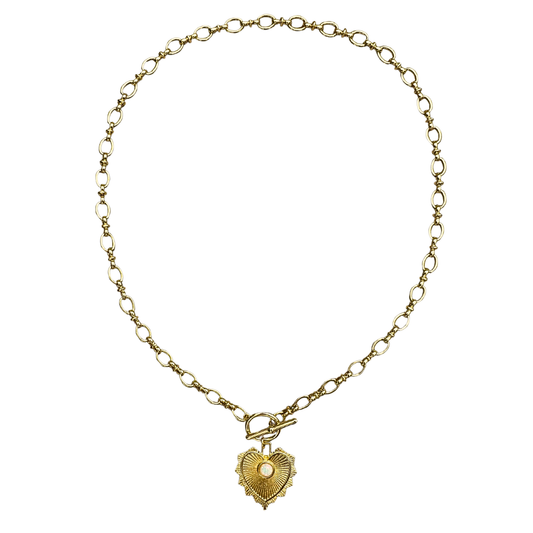 Gold Filled Heart Pendant Necklace with Opal