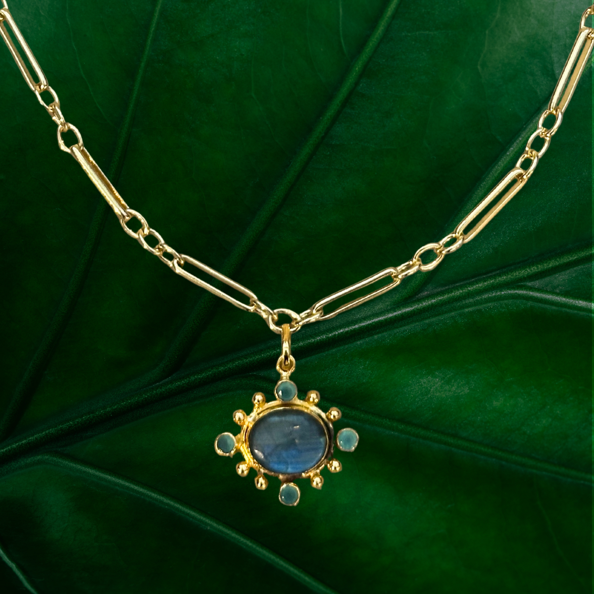 Labradorite with Chalcedony Pendant Necklace