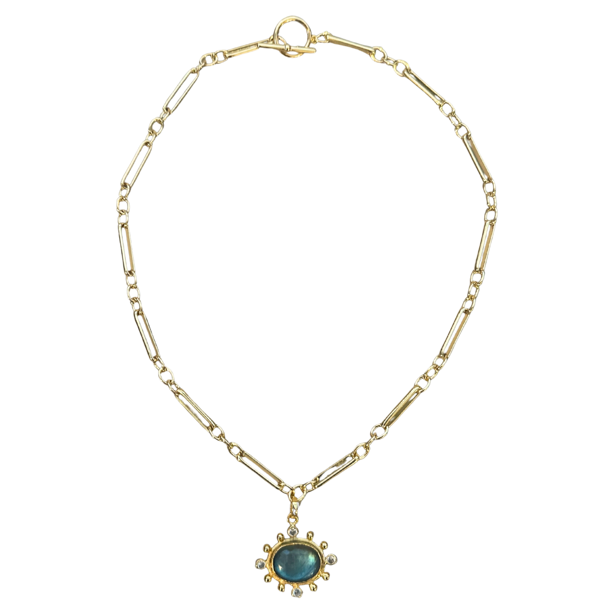 Labradorite with Cubic Zirconia Pendant Necklace