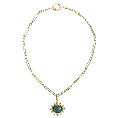 Labradorite with Cubic Zirconia Pendant Necklace