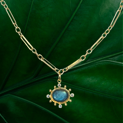 Labradorite with Cubic Zirconia Pendant Necklace