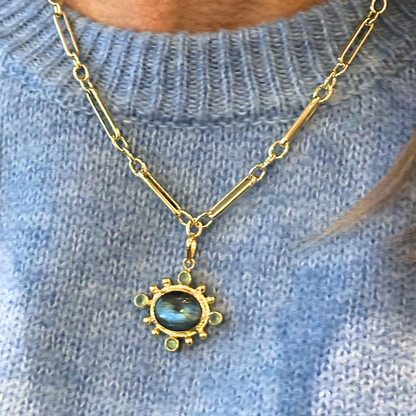 Labradorite with Chalcedony Pendant Necklace