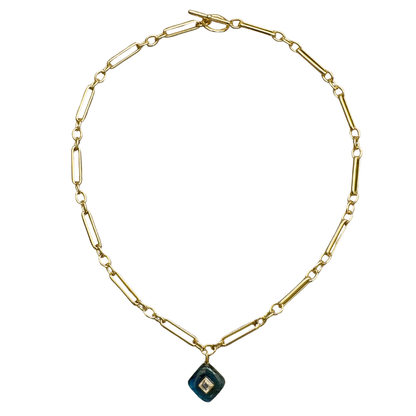 Labradorite with White Topaz Inlay Pendant Necklace