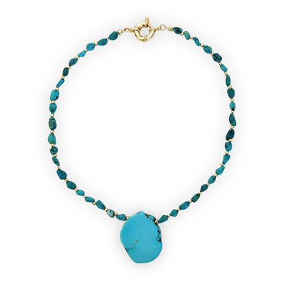 Natural Turquoise Nugget Necklace with Turquoise Pendant