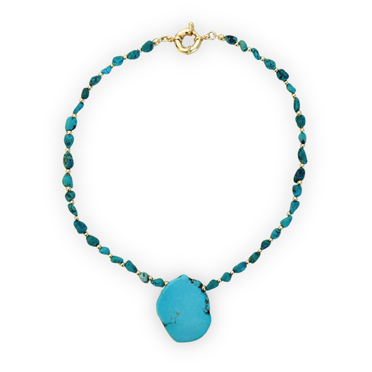 Natural Turquoise Nugget Necklace with Turquoise Pendant