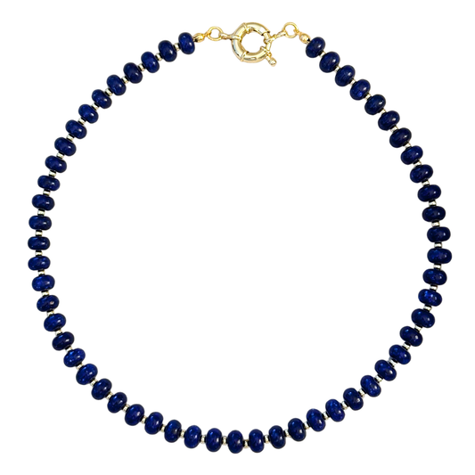 Dark Blue Beaded Stone Necklace