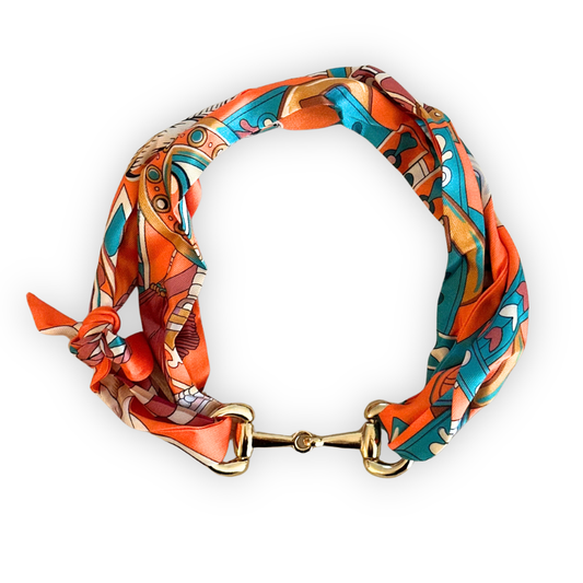 Orange and Blue Scarf Neck Tie