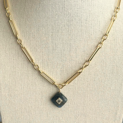 Labradorite with White Topaz Inlay Pendant Necklace