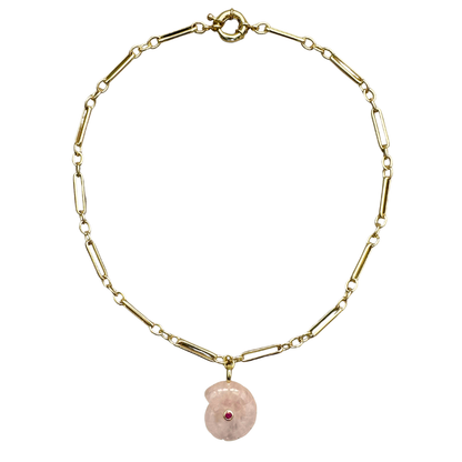 Shell Shaped Rose Quartz Pendant Necklace