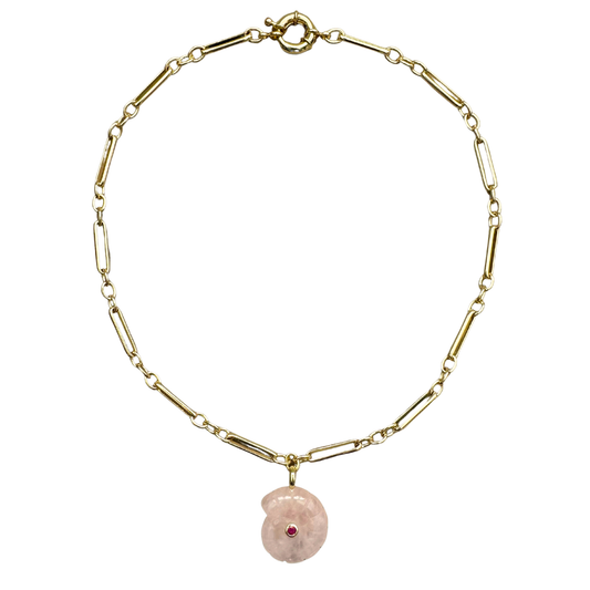 Shell Shaped Rose Quartz Pendant Necklace