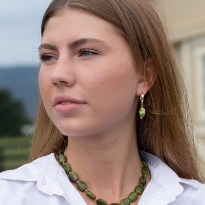 Natural Green Freshwater Pearl Earrings