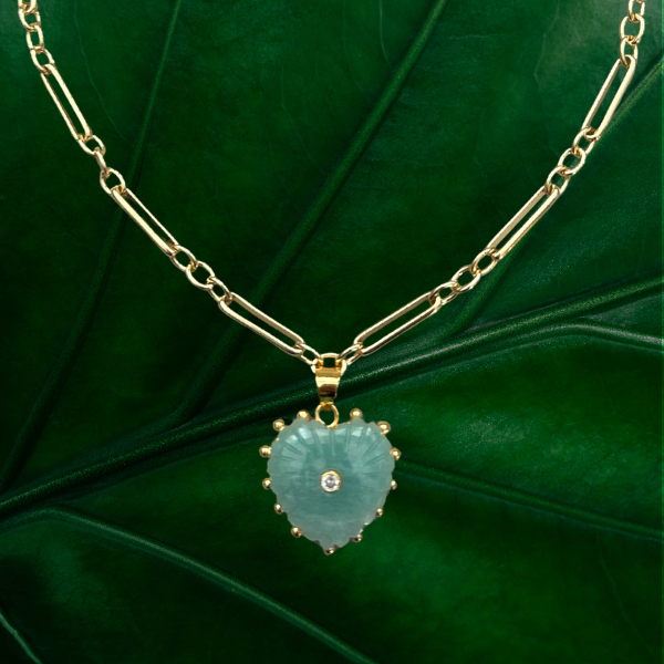 Amazonite Heart Pendant Necklace