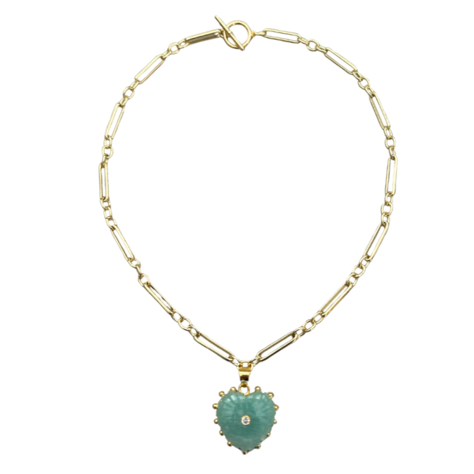 Amazonite Heart Pendant Necklace