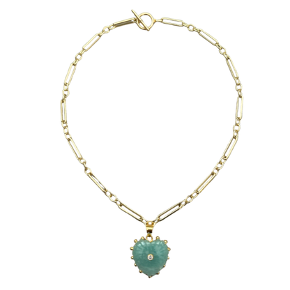 Amazonite Heart Pendant Necklace