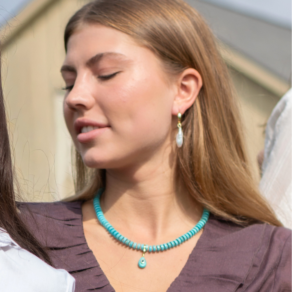 Natural Turquoise Necklace and Clip-On Charm