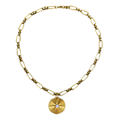 Gold Plated Vintage Round Pendant Necklace