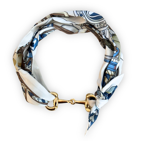 White and Blue Scarf Neck Tie